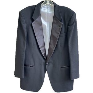 Christian Dior Monsieur Vintage Tuxedo‎ Black Dinner Jacket Wool-Satin Lapel 42S
